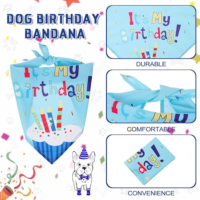 Weewooday Dog Birthday Party Supplies Birthday Boy Girl Cake Bandana Triangle - Image 6
