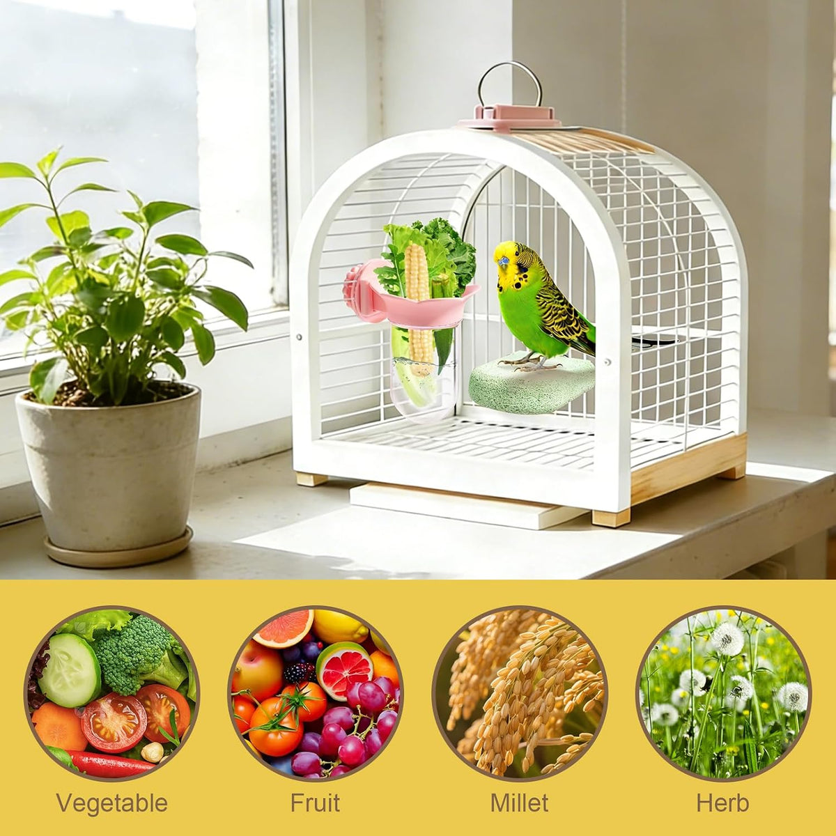 2PCS Vegetable Bird Cage Feeder, Millet Holder for Bird Cage