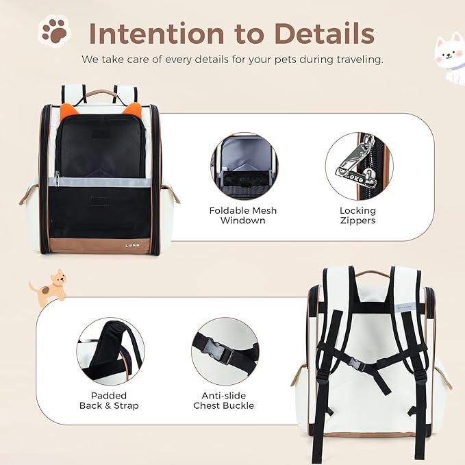 Lekereise Ventilated Dog Backpack Carriers, Cat Carrier Backpacks - Image 4