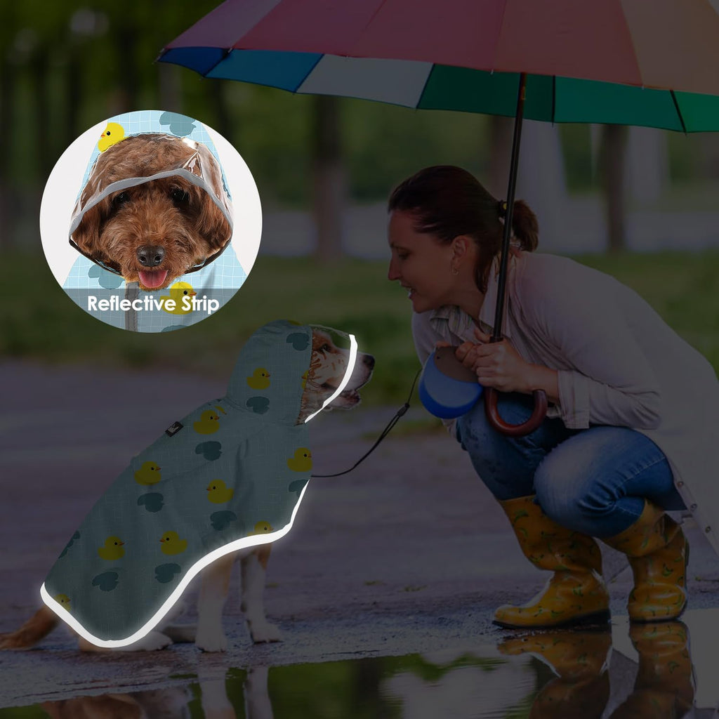 SlowTon Dog Raincoat, Waterproof Dog Rain Jacket with Clear Hooded, DK S