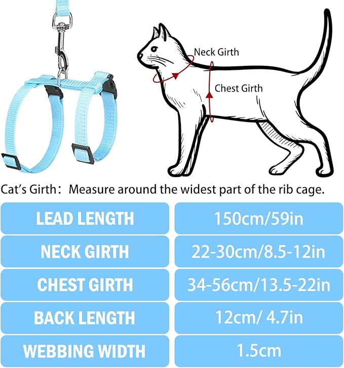 PUPTECK Adjustable Cat Harness and Leash Set Escape Proof Kitten Strap Collar - Image 2
