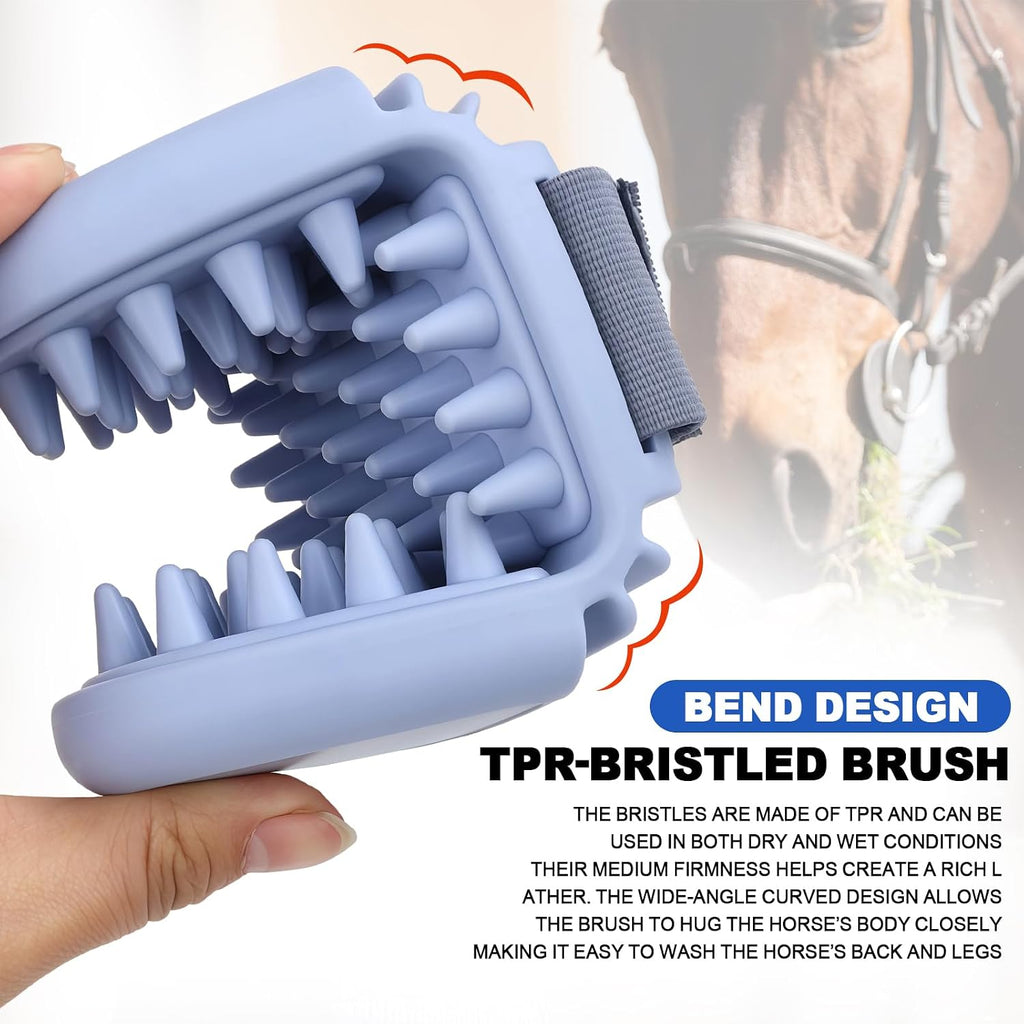 Blue Flexible&Bendable Curry Comb for Horses&Dogs Grooming Brush