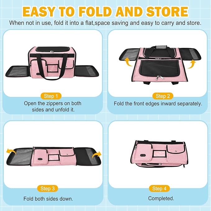 HUANLANG Soft-Sided Cat Carrier Airline Approved, Dog Carriers - Image 9