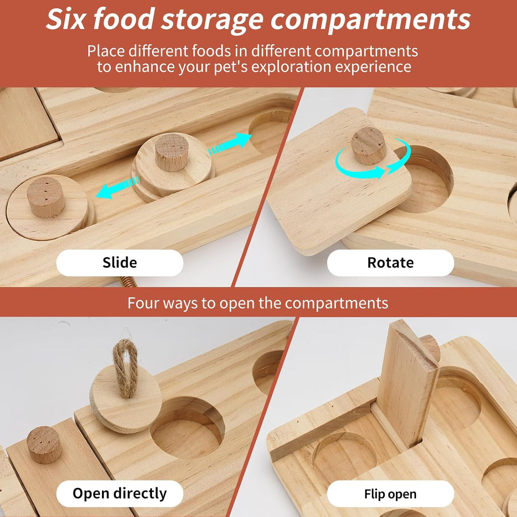 Wooden Bird Foraging Puzzle Feeder for Small Parrots, 7.2 x 5.4 Inch