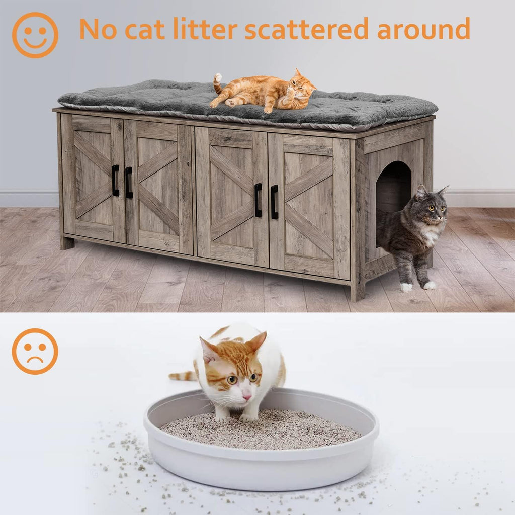47.2”L Cat Litter Box Enclosure for 2 Cats, Greige