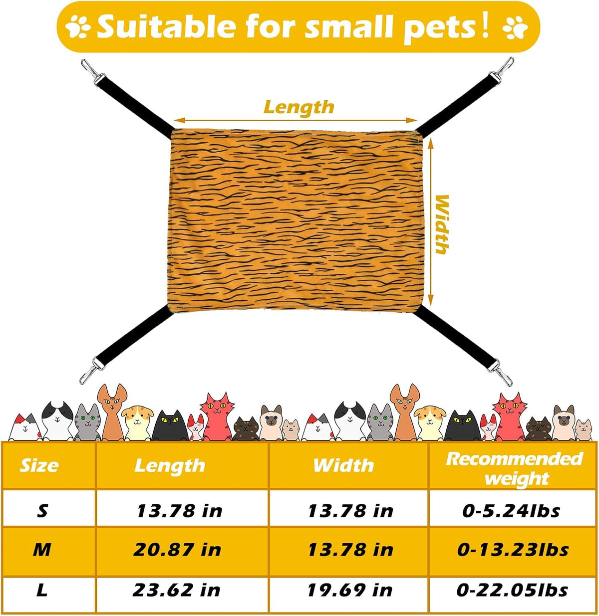 Jetec 2 Pack Cat Hammock for Cage, Zebra and Cat Paw Print, M