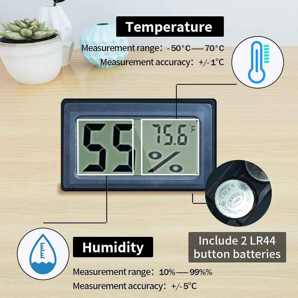 Acrylic Reptile Breeding Box Terrarium Cage Tank, 11.8"x7.9"x5.9", with Temperature Hygrometer, for Small Reptiles, Snakes, Insects, Home Office
