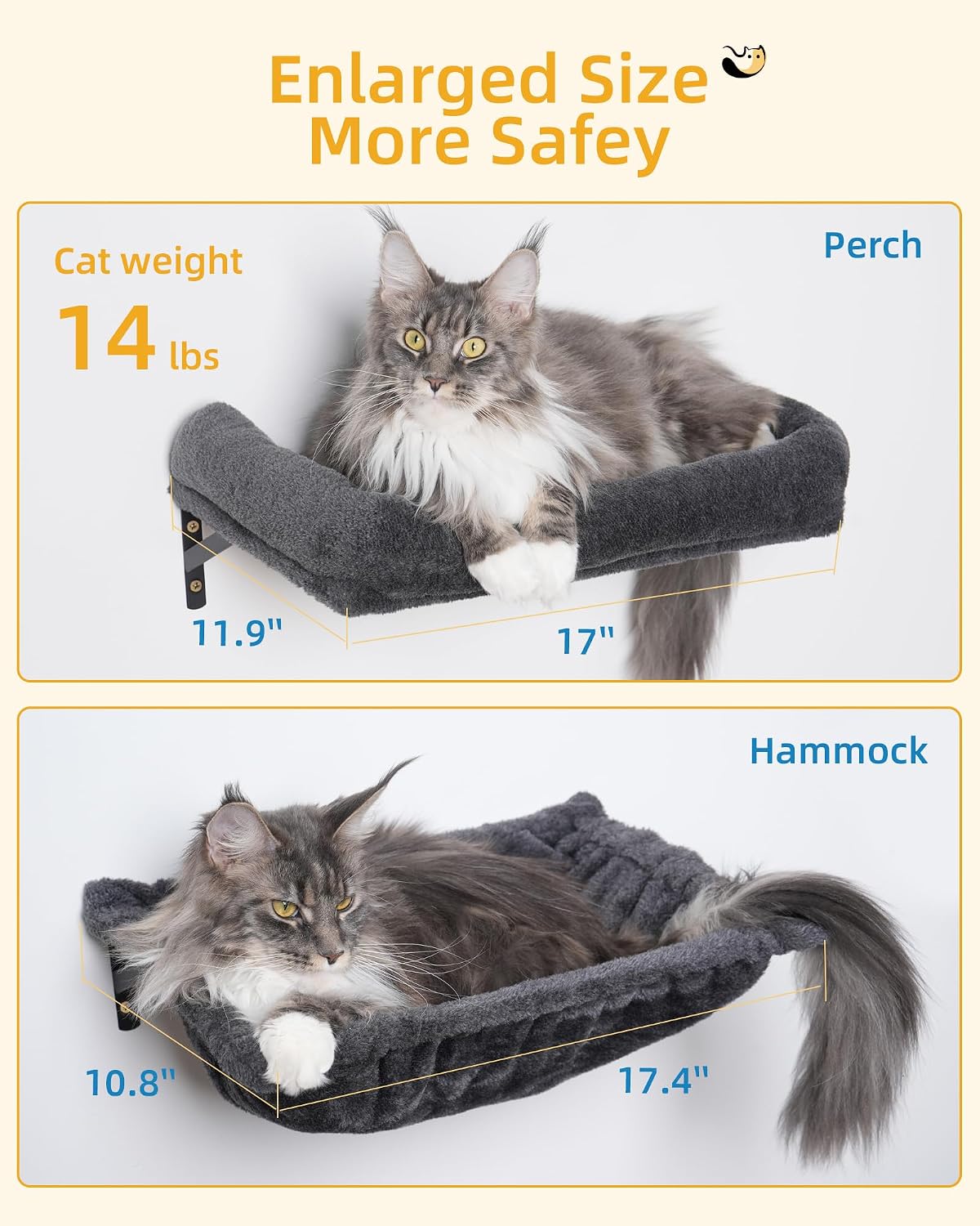 Aechonow Heavy Duty Cat Wall Shelves for Large Cats, 5-in-1 Cat Furniture