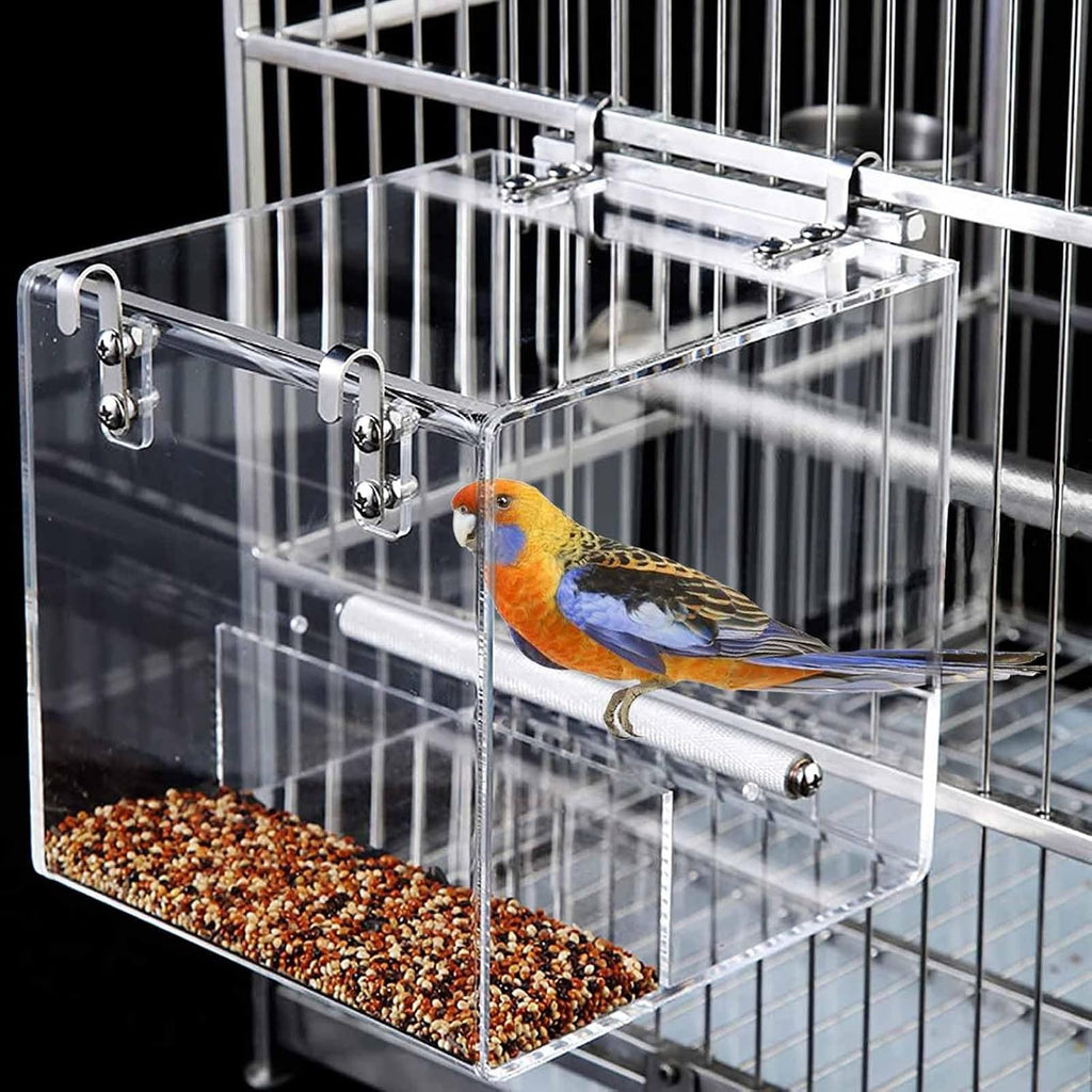 No Mess Bird Feeder for Cage, Automatic Acrylic No Mess Bird Feeder Cage