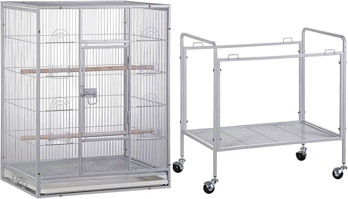 ZENY 53-Inch Bird Flight Cage, Wrought Iron Standing Large - Image 8