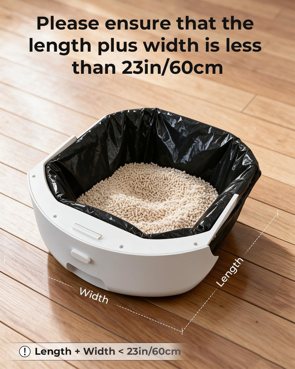 ELS PET 60 Count Automatic Cat Litter Box Liners, Compatible with Robot 4/5/3 & Most Self Cleaning Boxes,Heavy-Duty Extra Thick Waste Bags, 23.6"×11.8", Fits larger waste drawers