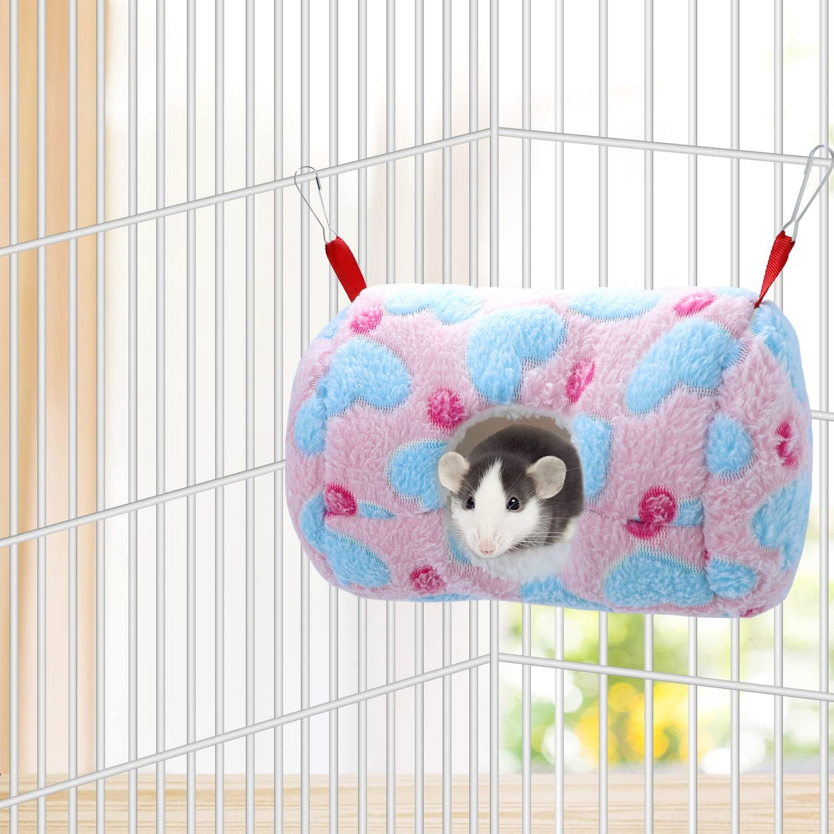 Wontee Hamster Hammock Warm Bed House Small Animal Hideout for Hamsters Gerbil Young Rat Mouse (Pink)