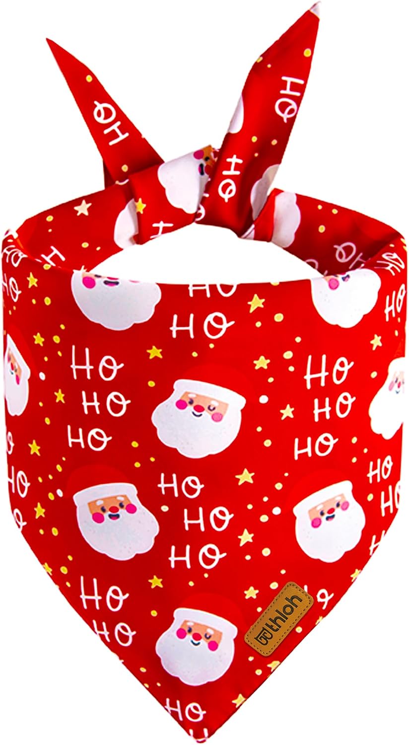 Christmas Dog Bandanas - 2 Pack Reversible Santa Claus and Christmas Tree Dog Scarf for Boy & Girl, Premium Durable Fabric, Festival Dog Bib, Holiday Bandana for Medium & Large Dogs (Large)