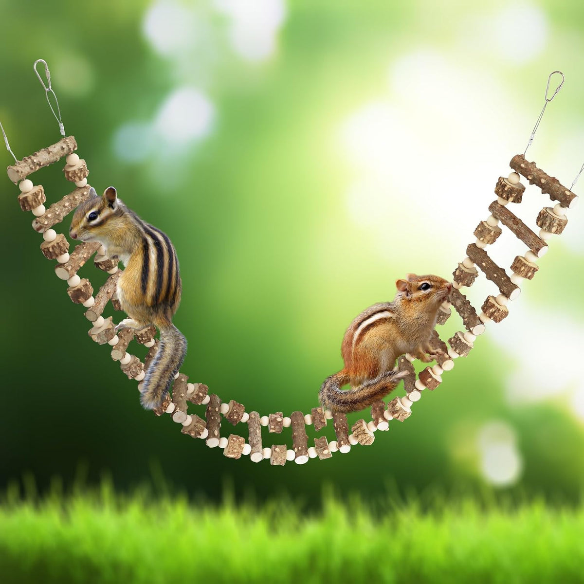 Natural Pepper Wood Hanging Pet Bridge & Swing, Rat & Hamster Climbing Toys, Bird Cage Accessories, Suitable for Parrot, Rat, Squirrel, Sugar Gliders
