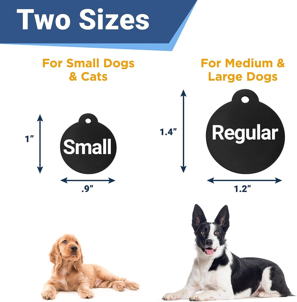 GoTags Personalized Paw Print Pet Tag Stainless Steel for Dogs and Cats, 4 Lines of Custom Engraved ID Name and Number, in Stainless Steel and 15 Colors Glitter (Large Pack of 1)
