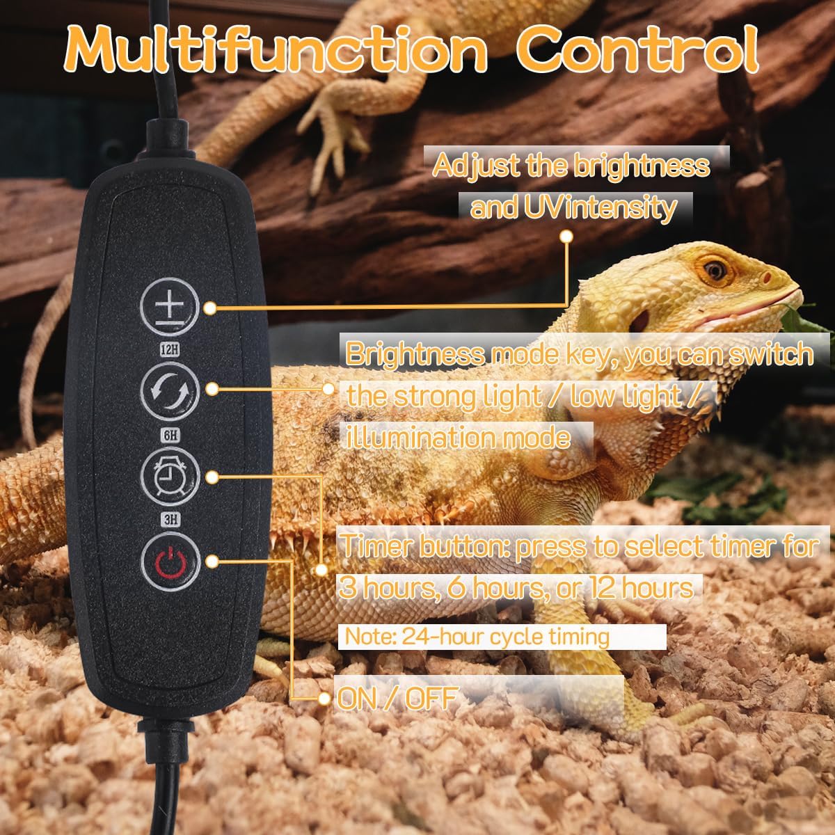 LED UVB Light for Reptile with Timer & Dimmer, 11 Inch