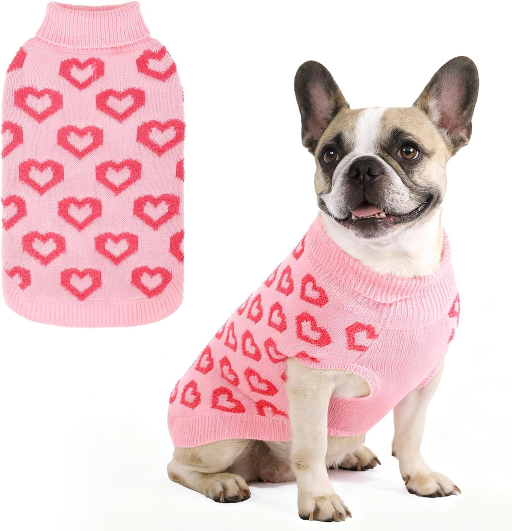 KOOLTAIL Fall Dog Sweater, Thanksgiving Dog Sweater with Autumn Maple Leaf Pattern, Cold Weather Pet Knitted Winter Coats Clothes Turtleneck Pullover for Small Medium Large Dogs Cat Boy Girl, Orange L