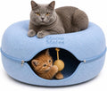 Peekaboo Cat Cave Large Cat Bed, Donut Scratcher Cat Bed for Indoor Cats