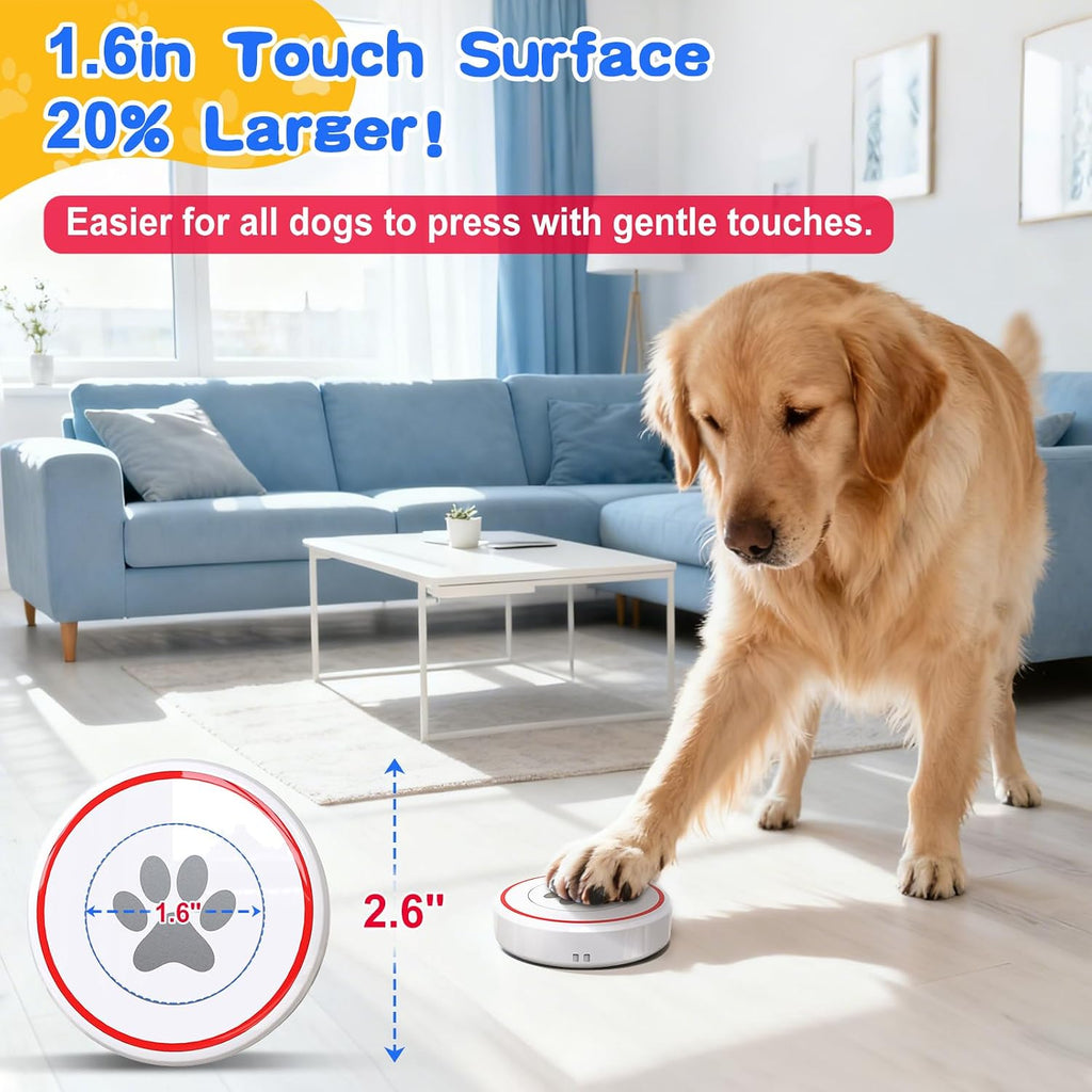 Dog Door Bell for Potty Training – Wireless Doggie Doorbell to Go Outside, 1.6in Touch Surface, Easy for Puppy & Adult Dogs, IP55 Waterproof, 500FT Range, 55 Ringtones, Adjustable Volume