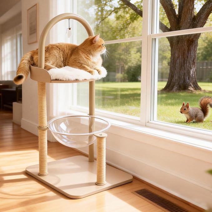 Modern Cat Tree Tower for Indoor Cats up to 12lbs, Wood Cat Bed - Image 9
