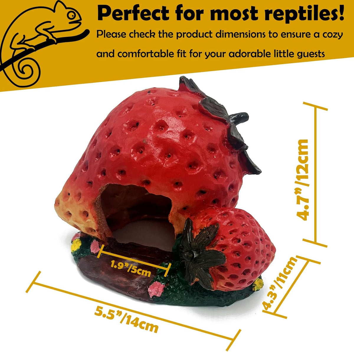 Leopard Gecko Reptile Hide Bearded Dragon Caves Strawberry Lizard Hideout Tank Accessories Crested Snake Décor Amphibian Habitat Decoration