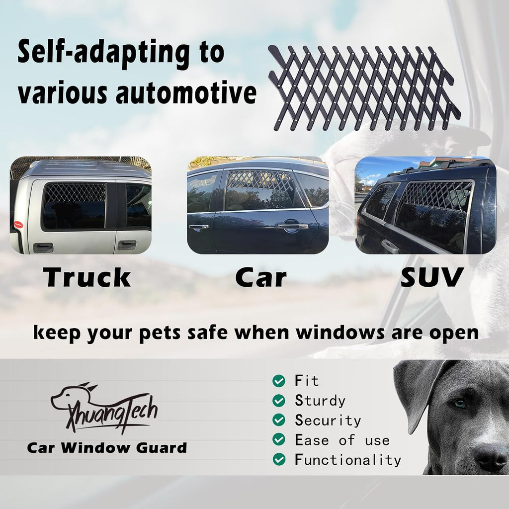 XianghuangTechnology Window Pet Gate, Universal Pet Dog Puppy Ventilation Grill Mesh Vent Guard Safe Car Window Protection Mesh for Cars, Trucks & SUV - 2 Pack