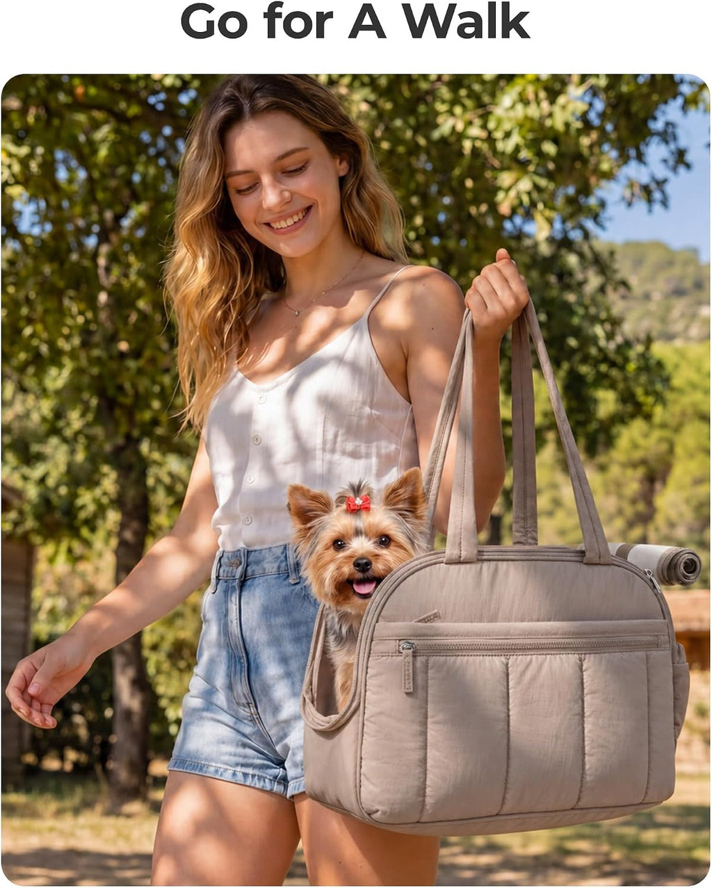 BAGSMART Dog Purse Carrier for Small Dogs Up to 13lbs Puppy Travel Tote Bag