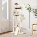 Large Multi-Level Cat Tree,80 Inches Tall with Sisal-Covered Scratching Posts, Condo, Hammock, Dangling Ball, and Extended Platform for Cats to Play and Sleep (Beige)