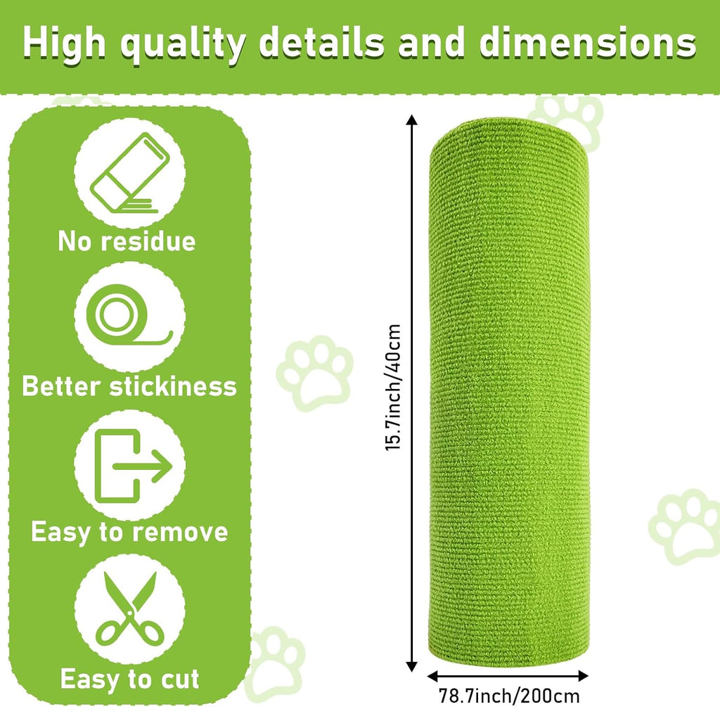YEXEXINM Trimmable Cat Scratching Post Carpet Covered 78.7”x15.8” Self-Adhesive Cat Tree Shelves Replacement Parts Mat Cat Scratcher for Cat Tree Shelf Steps Couch Furniture DIY Protector（Green）