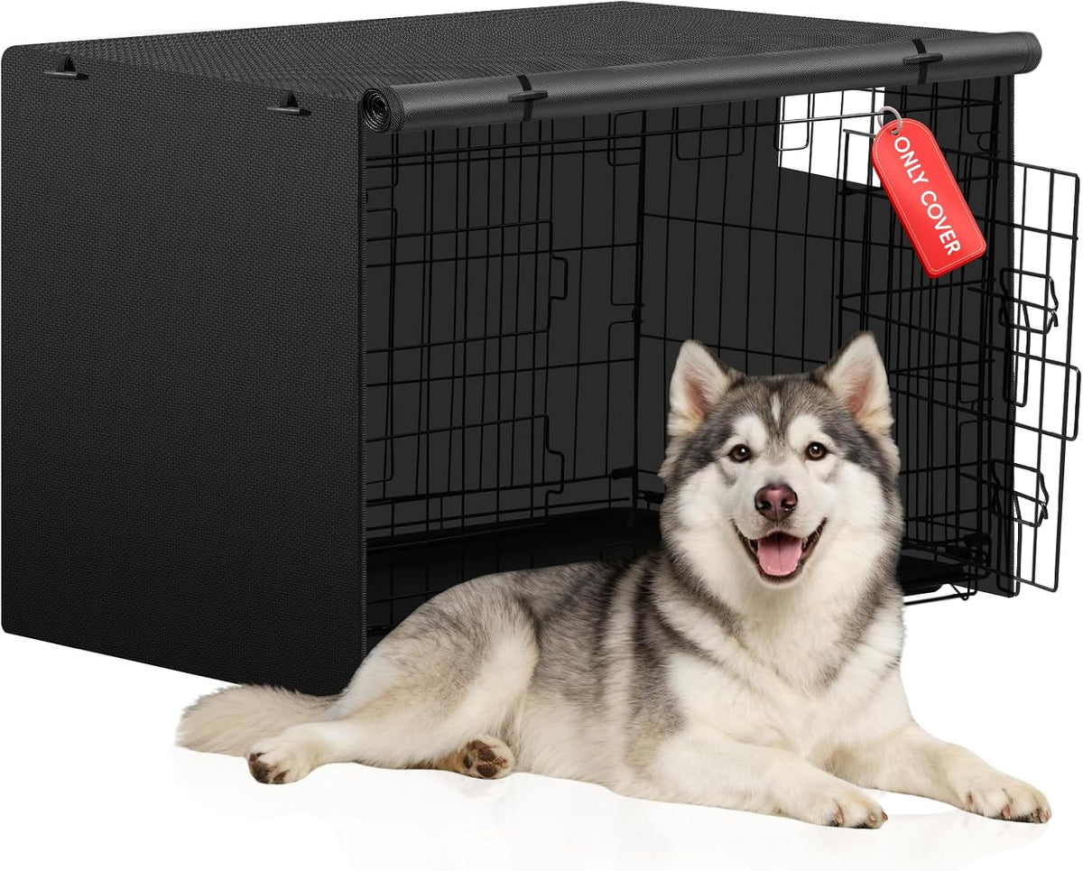 Iubyceh 48 Inch Heavy Duty Dog Crate Cover, Waterproof Oxford Fabric Pet Cage Cover, Universal Fit Wire Kennel with Ventilation Window for Indoor Outdoor Use