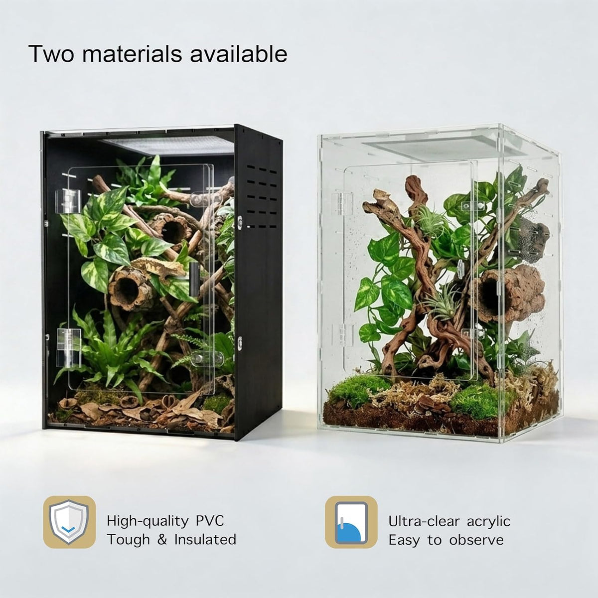 12x12x18 Clear Acrylic Reptile Enclosure, Front Opening, 360° View Tank