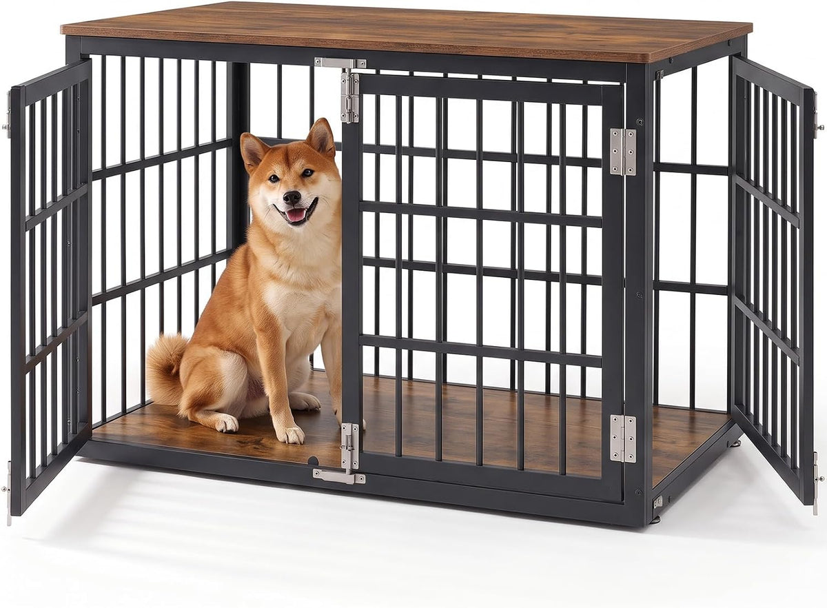 DUMOS Dog Crate Furniture 42 Inch Indoor Crate for Large Dog Wooden Kennel