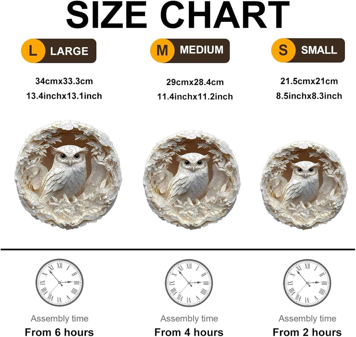 Wooden Puzzles Adults 300 Pieces, White Owl Animal Shaped Wood Puzzle with Unique 3D Paper Carved Effect, Challenging Jigsaw Puzzles, Christmas Birthday Gifts for Women Mom, Wall Decor13.3in