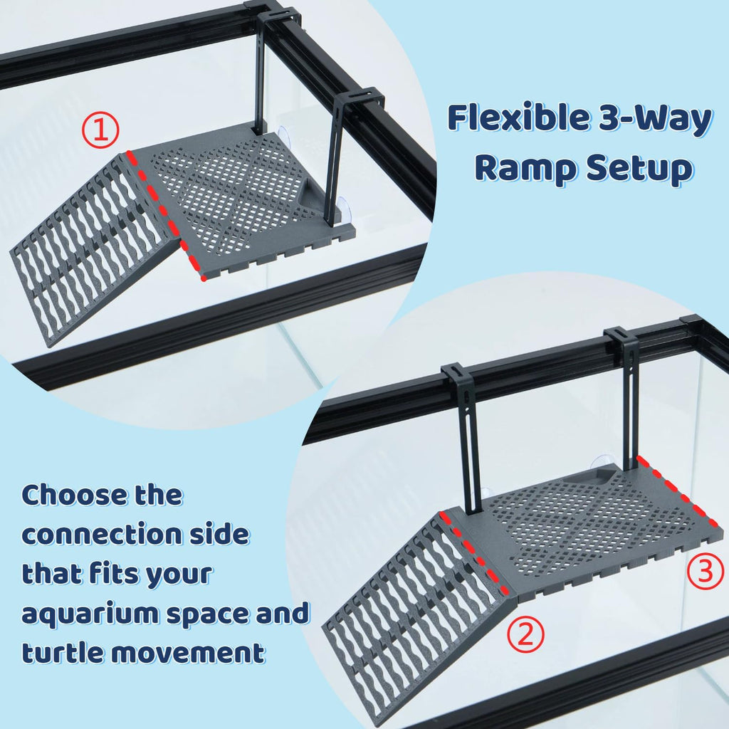 Compact Hanging Turtle Basking Platform with Built-in Food Tray