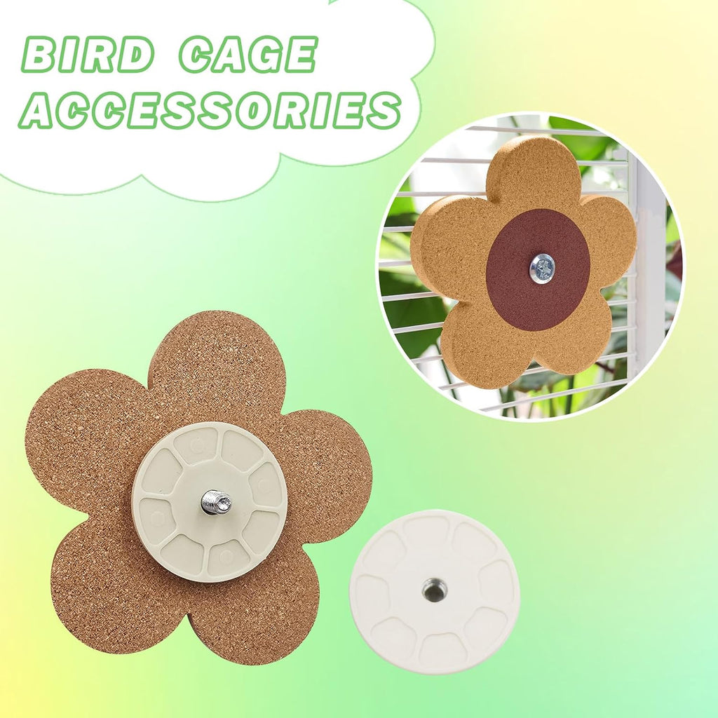 Bird Toys, Cork Chew Spinner Toy with 2 Replacement for Cage, Parakeet Toys, Bird Cage Accessories for Budgies, Cockatiels, Lovebirds, Green Cheeks, Small to Medium Birds