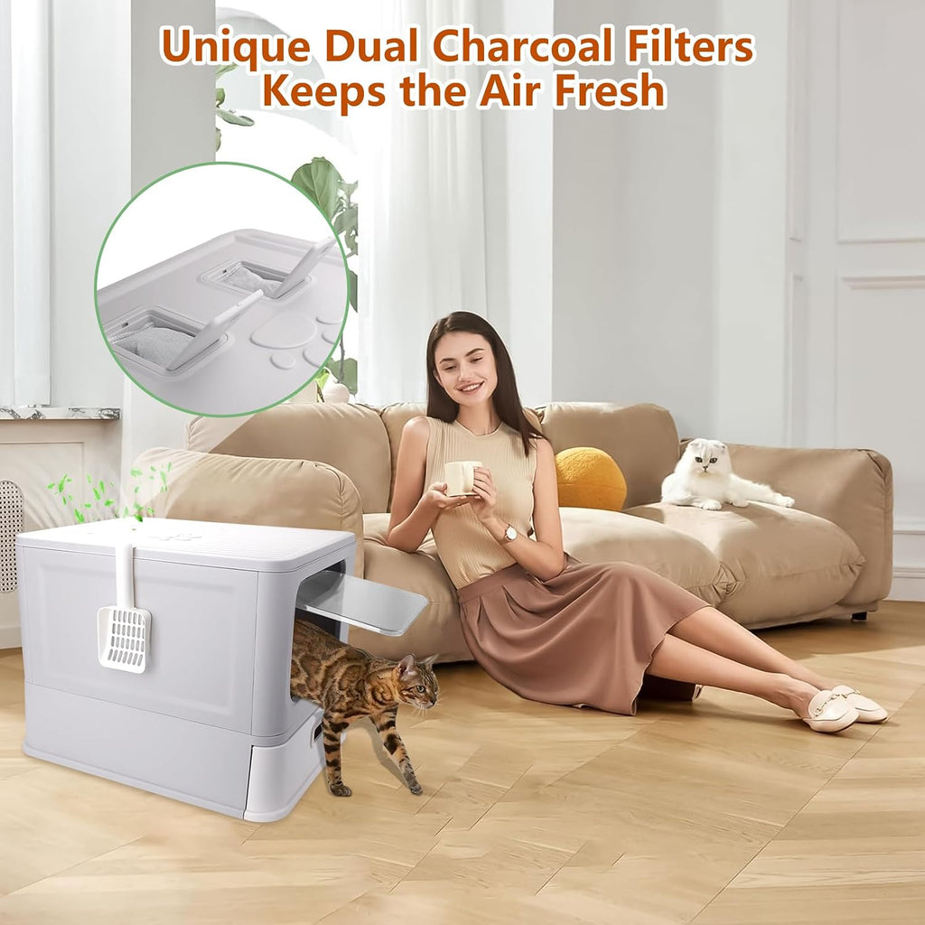 Enclosed Stainless Steel Cat Litter Boxes with Lid