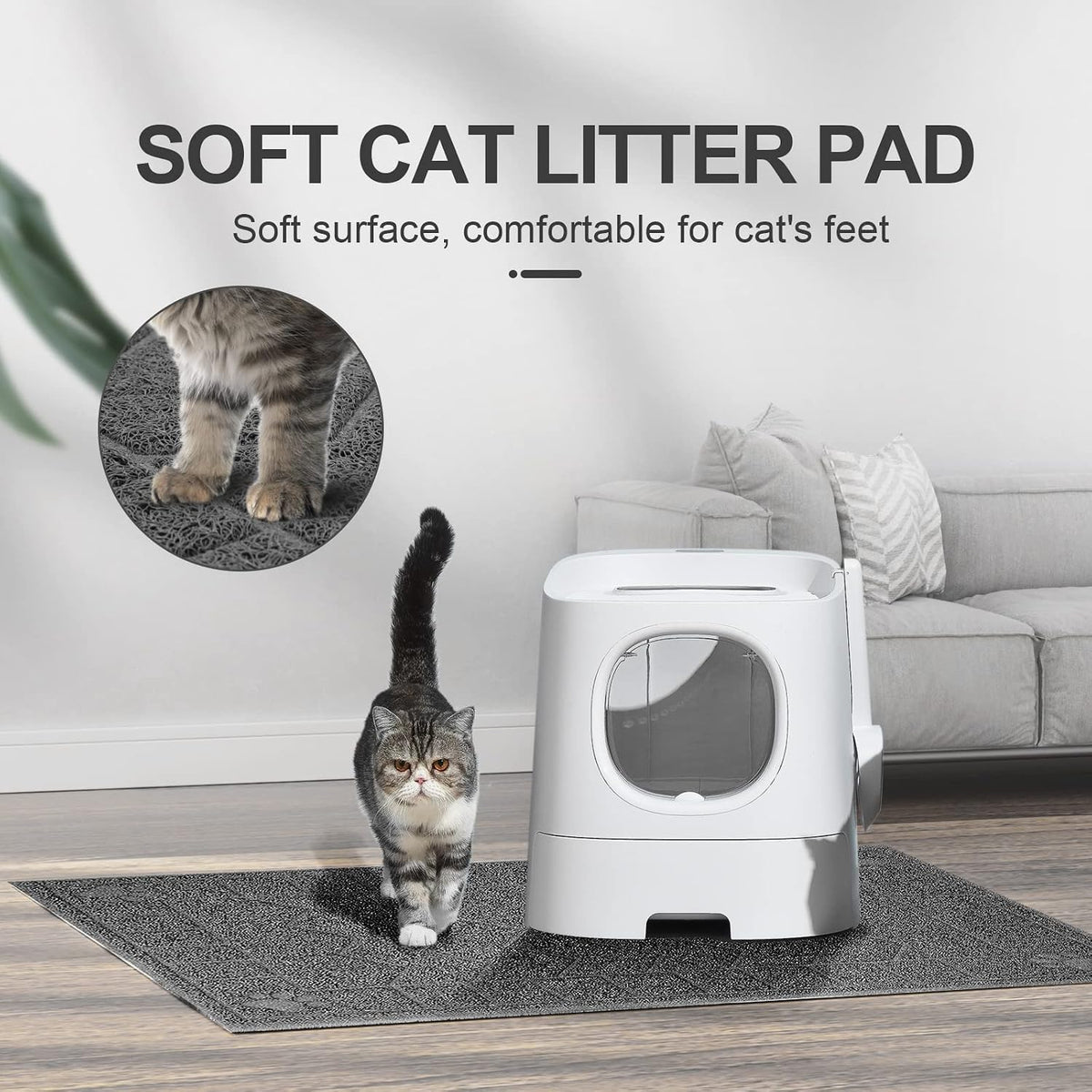 Cat Litter Box Mat, 35" x 24" Large Waterproof Litter Trapping Mat