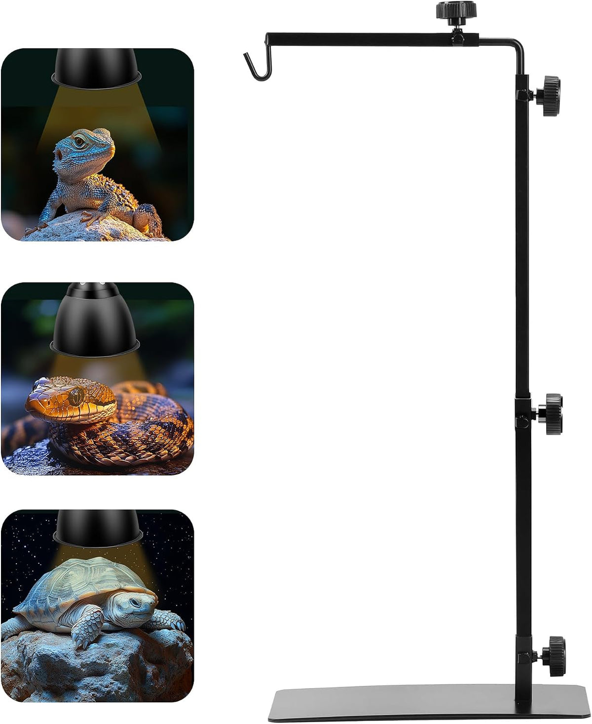 Simple Deluxe Reptile Light Stand Adjustable 16-32 inch Floor Lamp Holder, Metal Bracket for Reptile Tank & Terrarium Heating Light