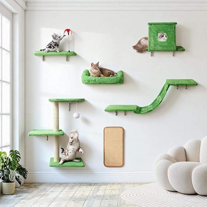Cat Wall Shelves, 6 in 1 Cat Wall Furniture Set by %E2%80%8B%E2%80%8BPawCozy%E2%80%8B%E2%80%8B