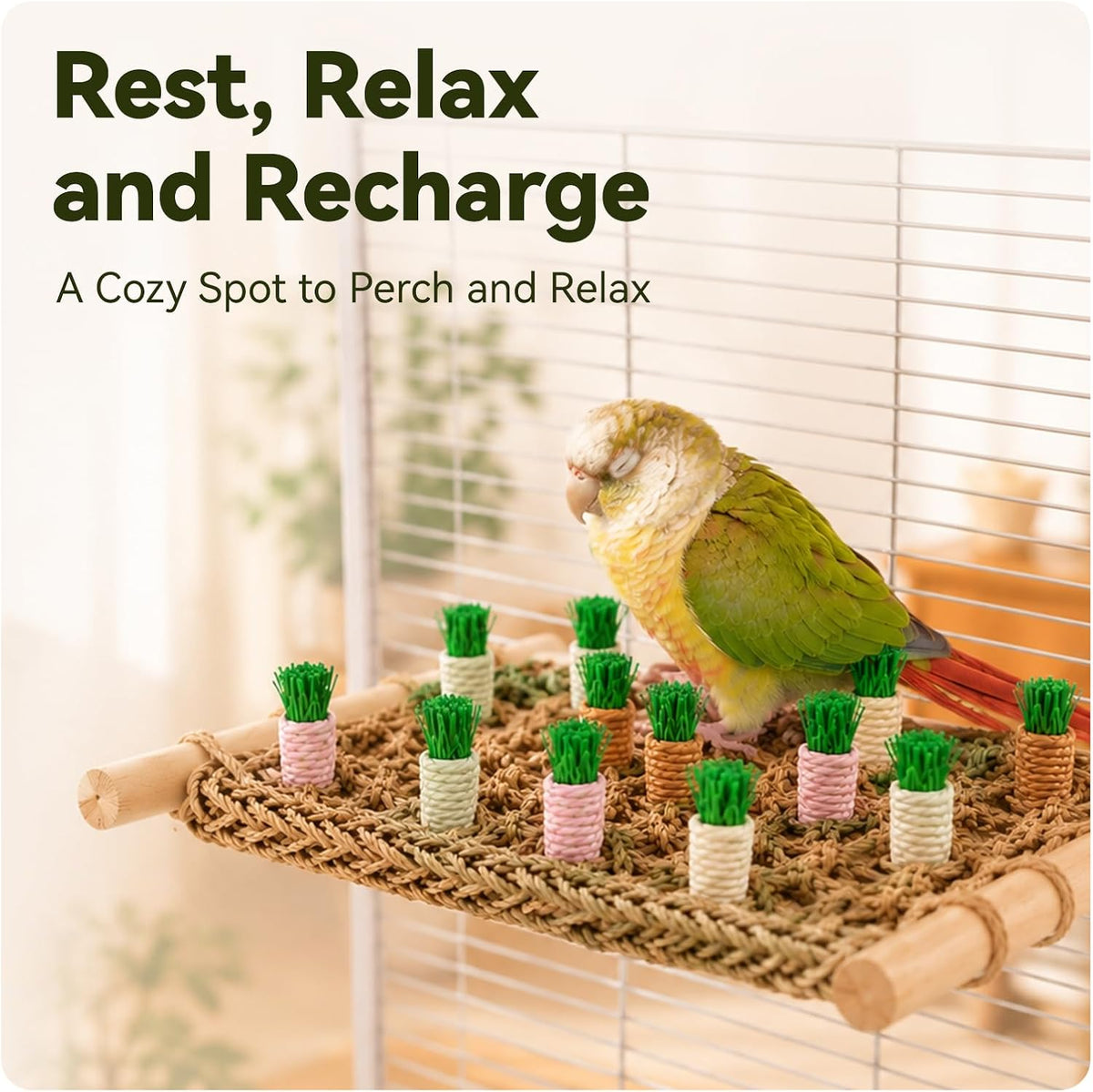 Carrot Woven Climbing Chew Toy Bird Swing Hammock for Parrots