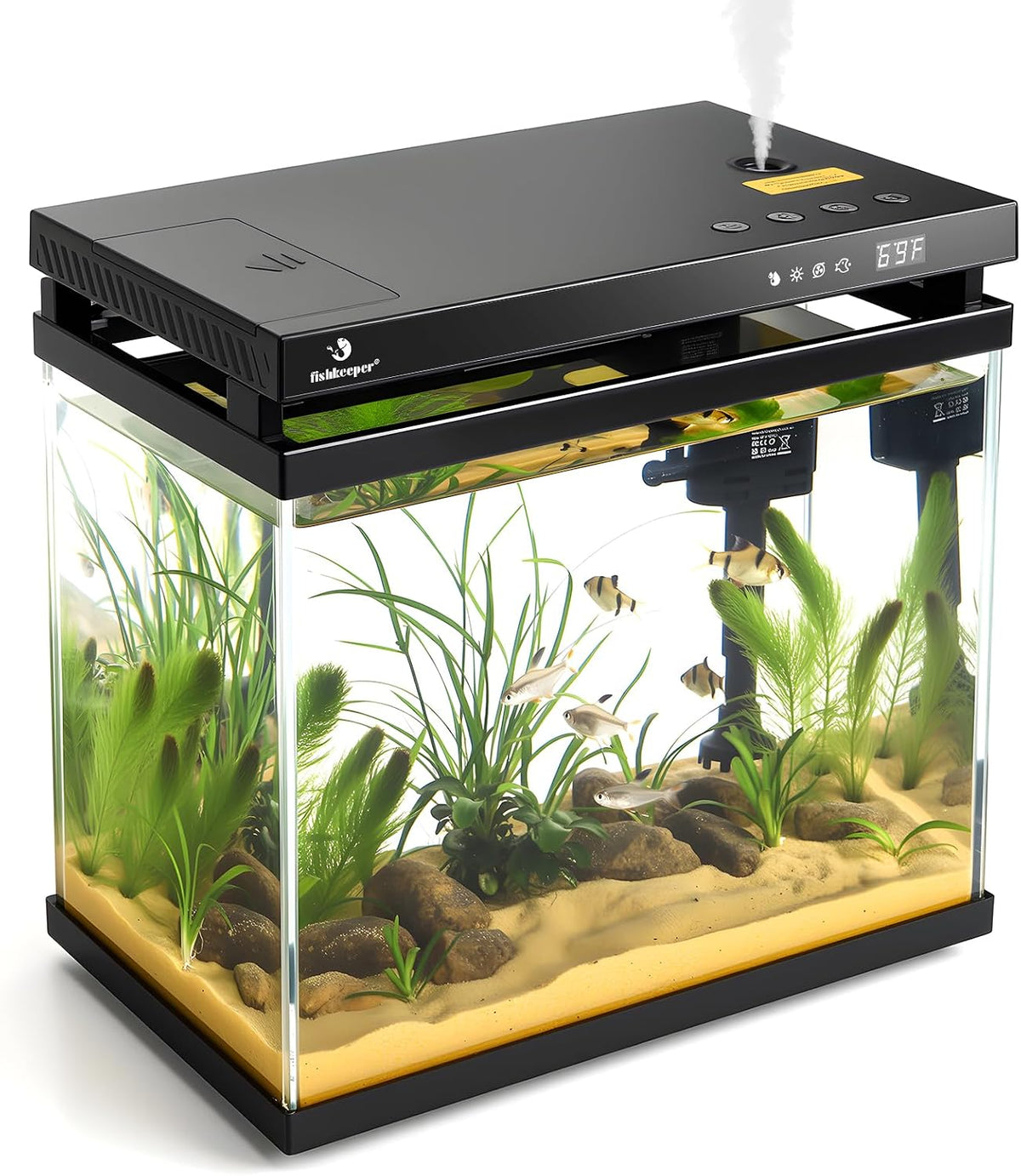 fishkeeper 2.3G Smart Aquarium - HD Glass Fish Tank Kits with Auto Feeder