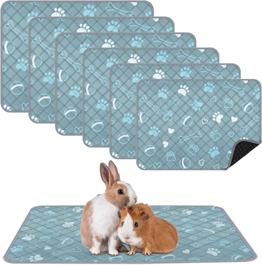 6 Packs Washable Guinea Pig Cage Liners, Waterproof Guinea Pig Pee Pads Reusable Absorbent Bedding Anti Slip Mats for Small Animals Bunny Rabbit Hamster (12 x 12in)