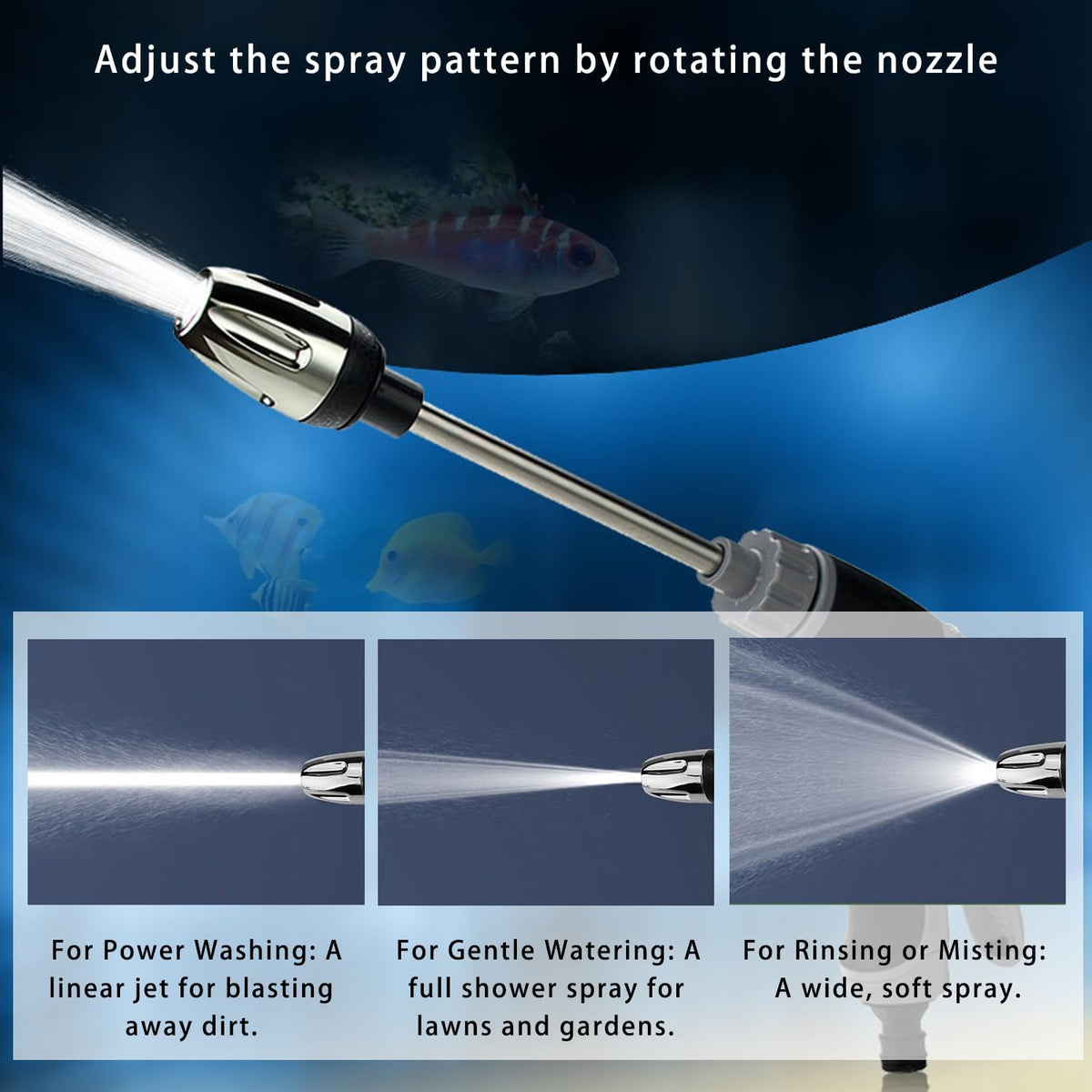 High Pressure Washer Wand, 360° Rotating Nozzle with Long Wand