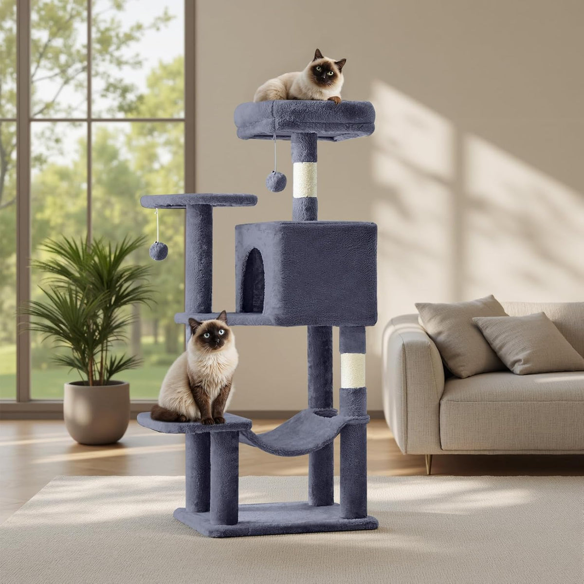 Sweetcrispy 44 Inch Cat Tree Tower for Indoor Cats and Kittens