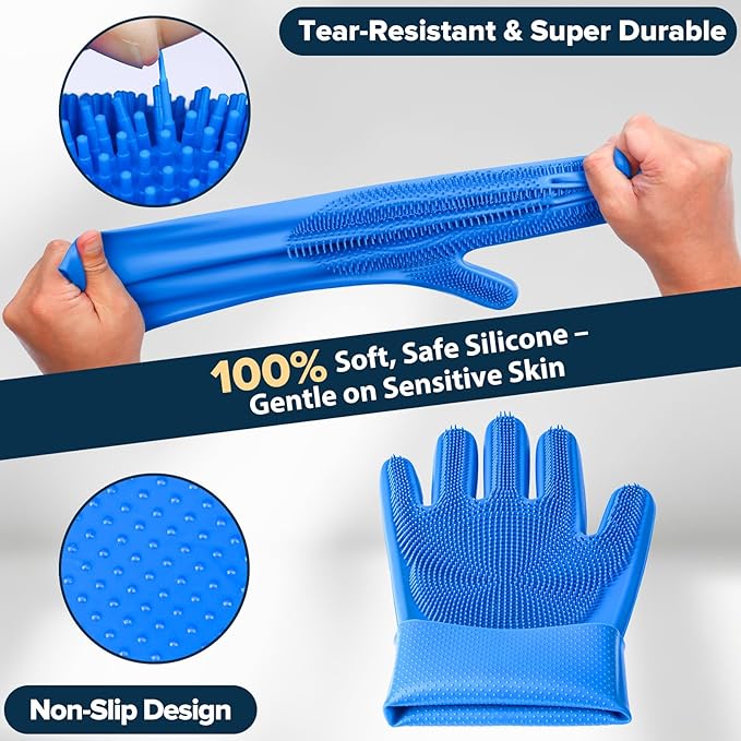 6PCS Pet Grooming Kit for Dogs, Cats and Horses | Dog Washing Gloves | Dog Bath - Image 4