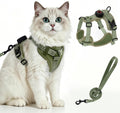 Cat Harness and Leash Set, Escape Proof Kitten Harness with Lead,Adjustable Reflective Soft Breathable Mesh Vest Harness with Jacquard Woven Straps for Small Kittens Cat Outdoor Walking, Green S