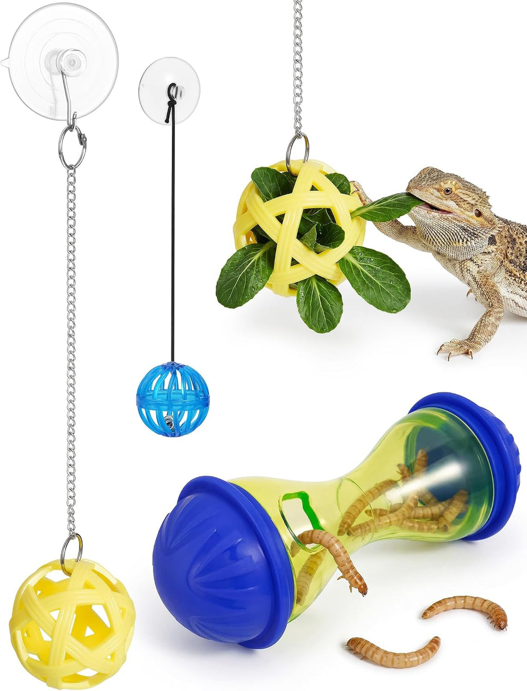 Bearded Dragon Enrichment Toys, Interactive Reptile Feeder Ball Set