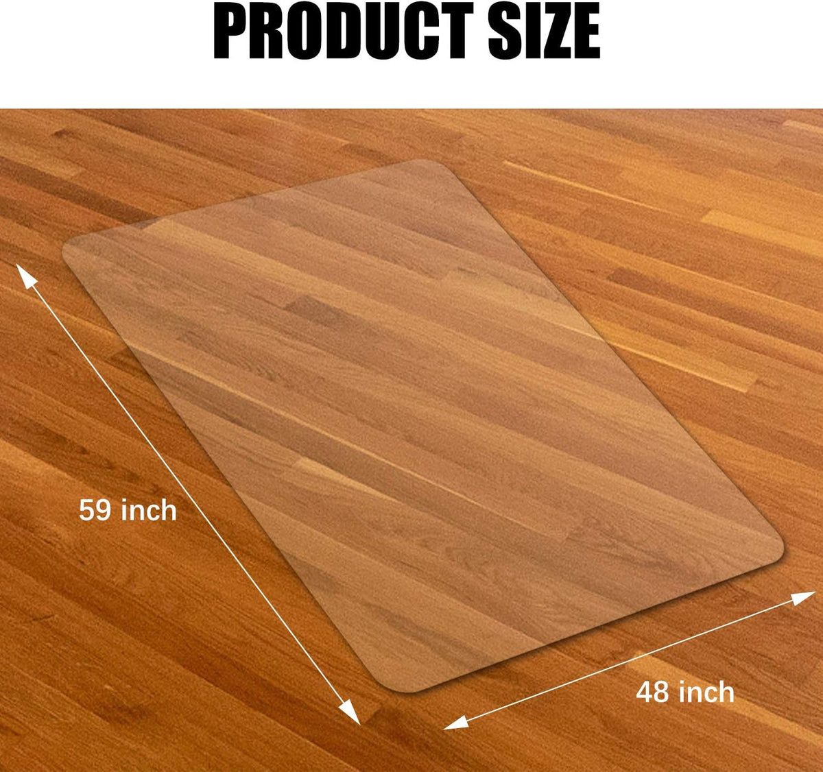 Kuyal Clear Chair Mat, Hard Floor Use, 48" X 59" Desk Chair Mat