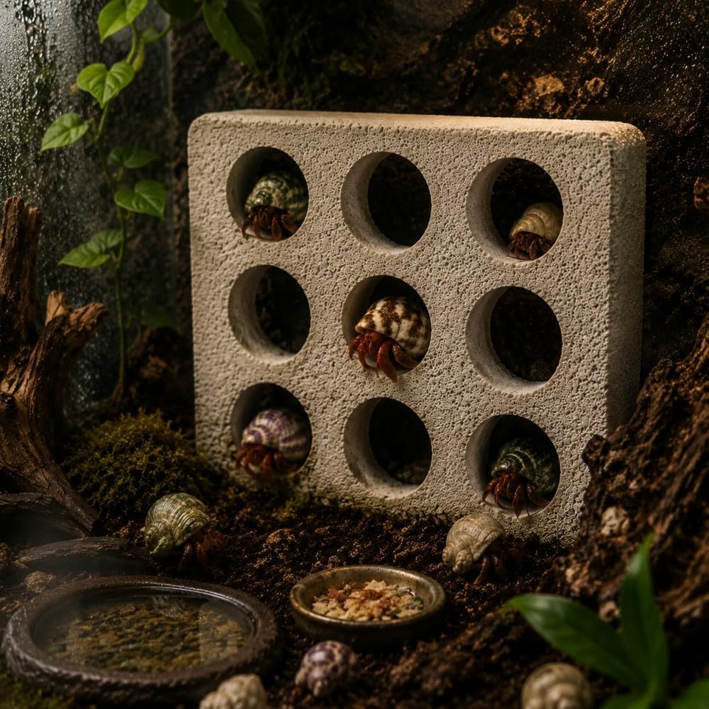 Hermit Crab Climbing Wall, Hermit Crab Tank Accessories with Honeycomb Hideout Shelter, Vertical Climbing Toy Habitat Decor with Multiple Holes for Pet Hermit Crabs