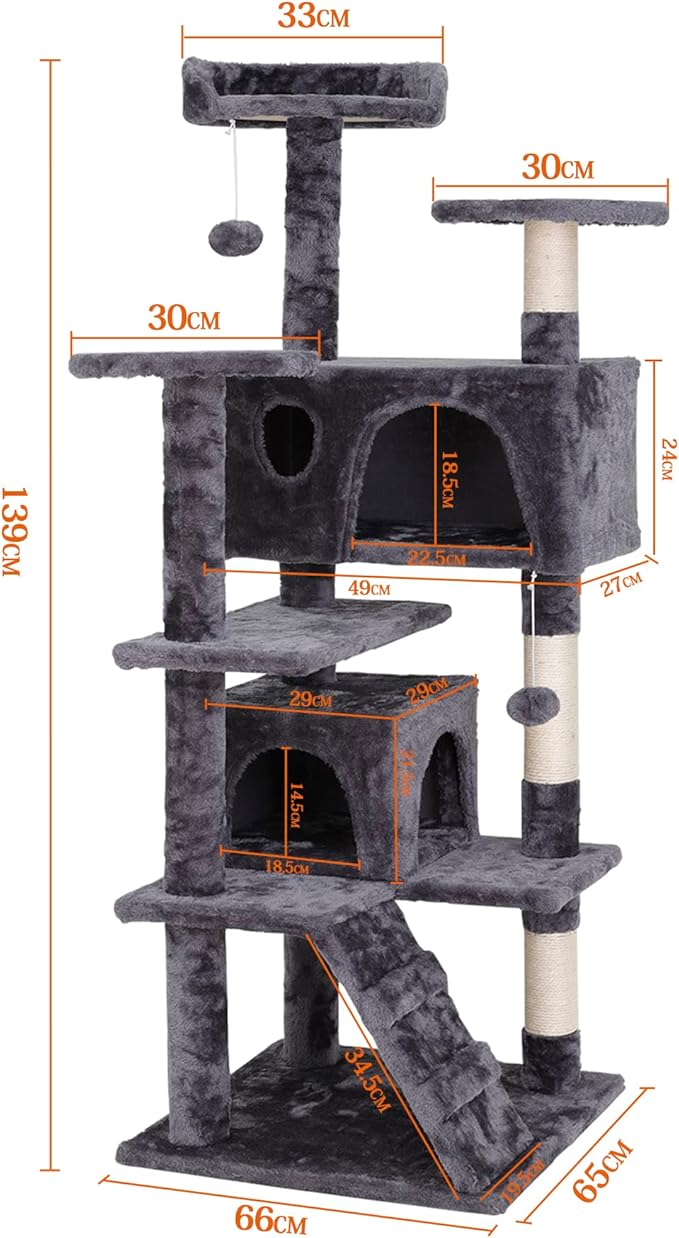 54-Inch Cat Tree for Large Cats, Sturdy Multi-Level Cat Tower - Image 3